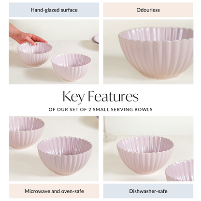 Lilac Scallop Serving Bowls Set Of 2 Small 800ml
