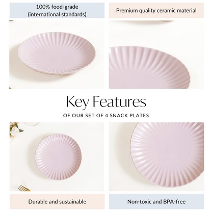 Scallop Lilac Snack Plates Set Of 4 8 Inch
