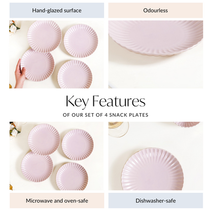 Scallop Lilac Snack Plates Set Of 4 8 Inch