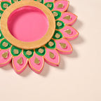 Lippan Art Mirrorwork Vibrant Flower Tealight Holders Set Of 4