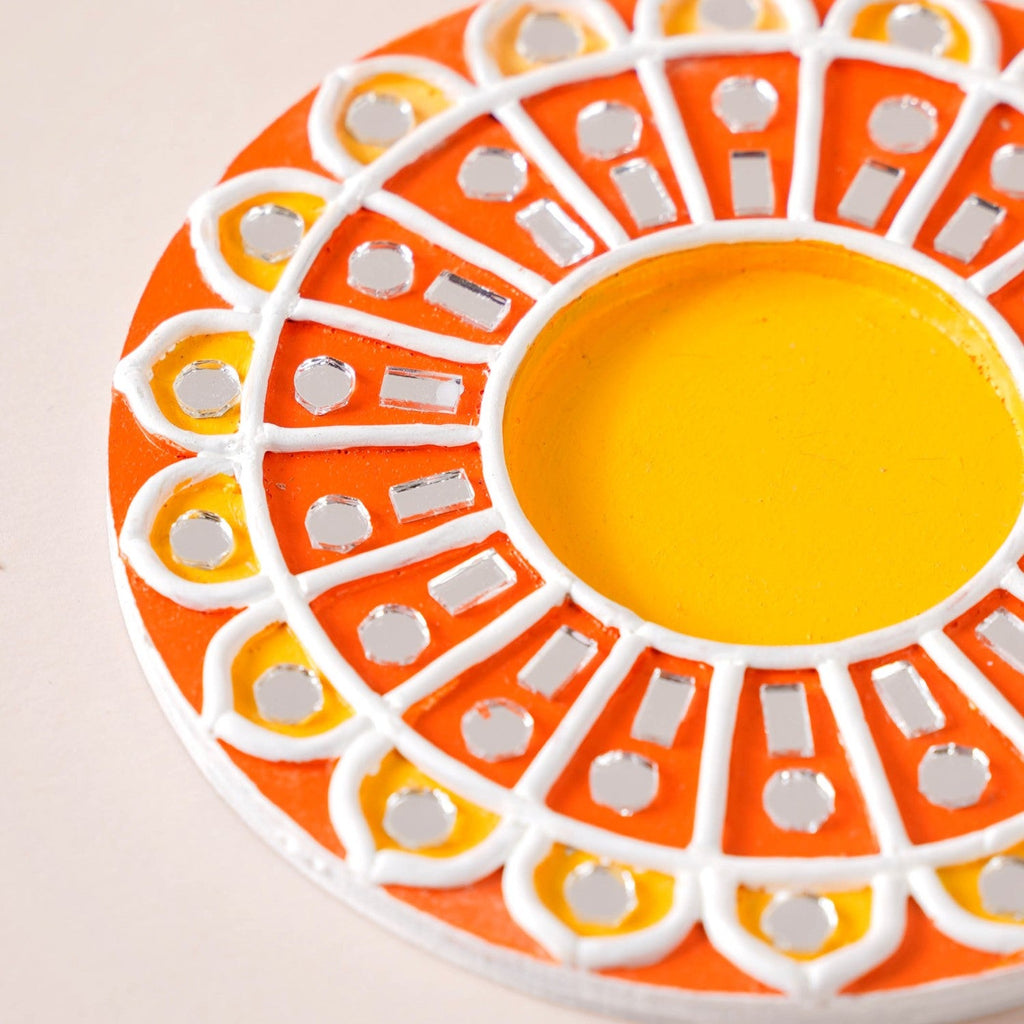 Mandala Lippan Art Tealight Candle Holder Set Of 4