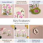 Lippan Wall Tealight Candle Holder With Mirror Work Set Of 2