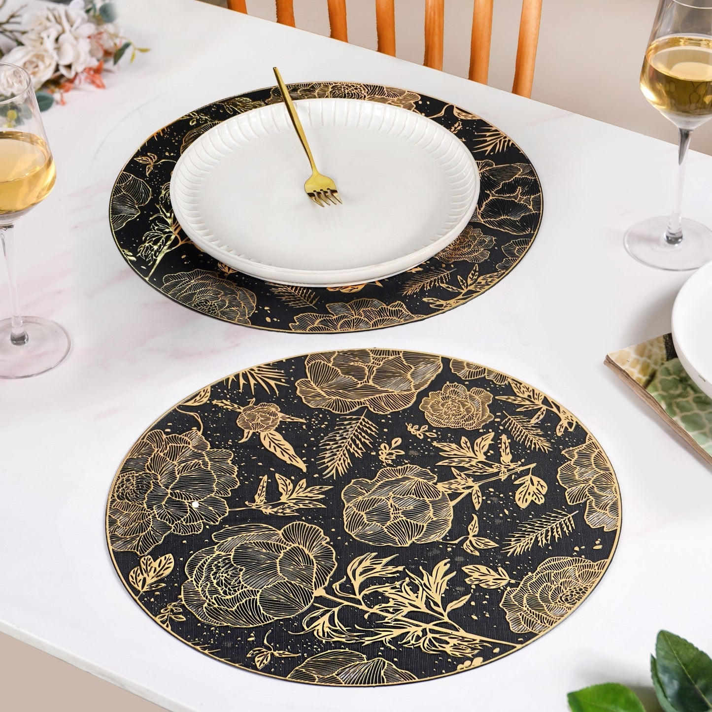Luxe Black And Gold Placemats Set Of 6