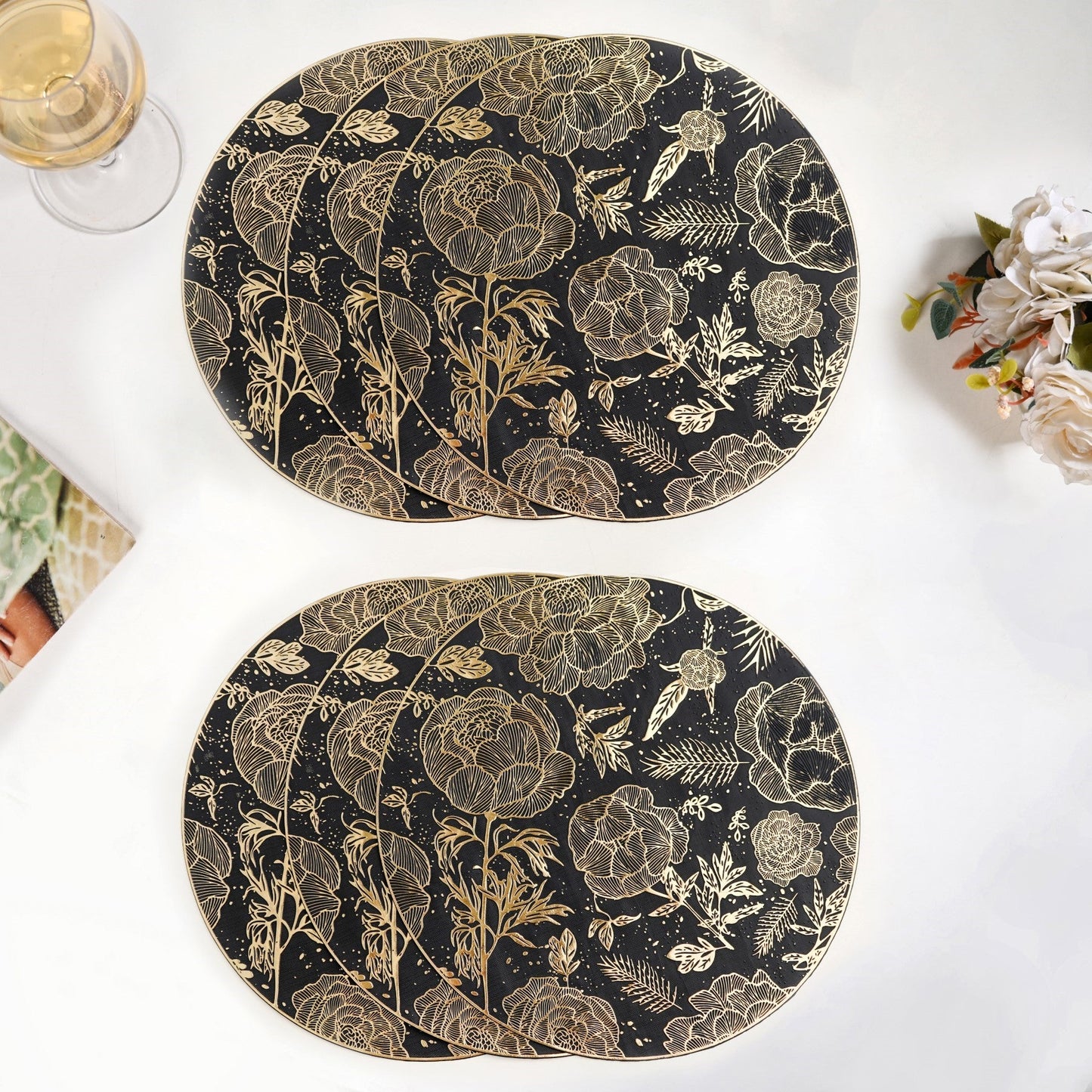 Luxe Black And Gold Placemats Set Of 6
