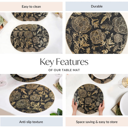 Luxe Black And Gold Placemats Set Of 6
