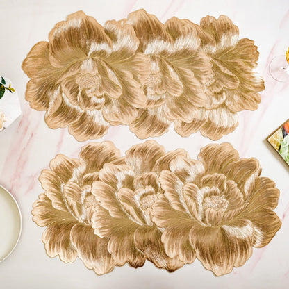 Luxe Peony Bloom Gold Table Mat Set Of 6