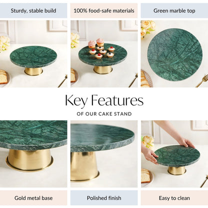 Luxe Green Marble Round Cake Stand