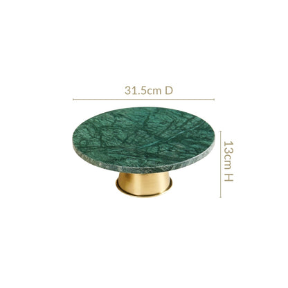 Luxe Green Marble Round Cake Stand