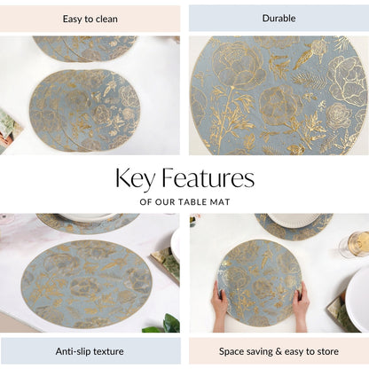 Luxe Grey Gold Table Mat Set Of 6