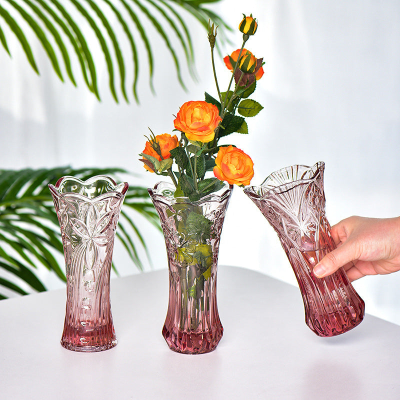 Pink Cut Glass Vase