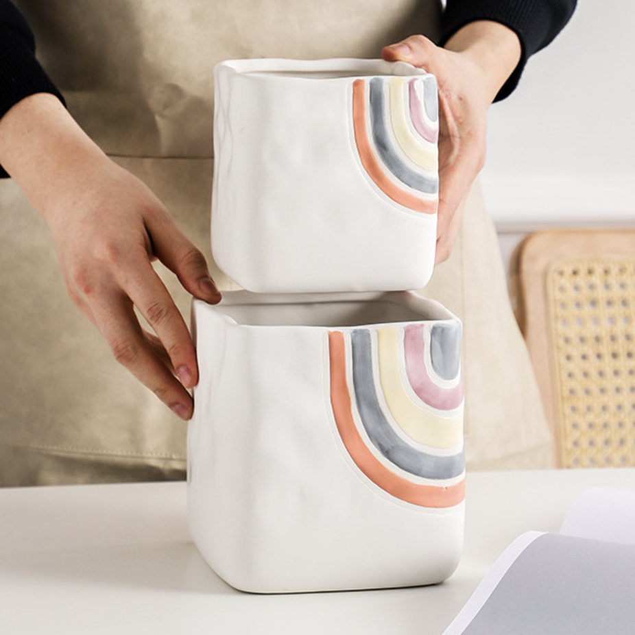 Rainbow Square Pot Medium