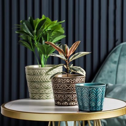Intricate Texture Sage Green Pot