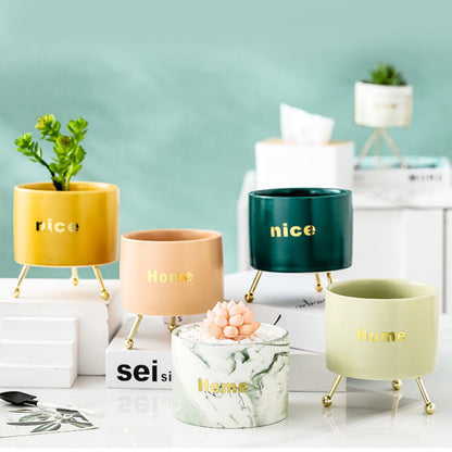Home Ceramic Planter With Stand Pink