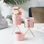 Auric Marble Pink Planter with Stand Large