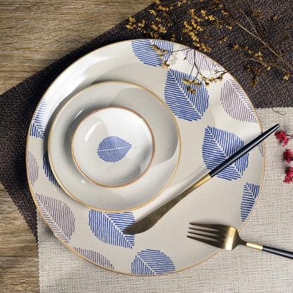 House of Eden Patterned Leaf Dinner Plate 11 Inch