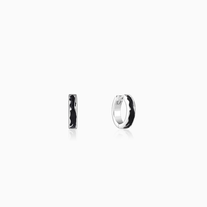 Silver Drip Orbit Hoop Earring For Him