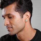 Black Rhodium Rectangular Stud For Him