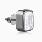 Black Rhodium Rectangular Stud For Him