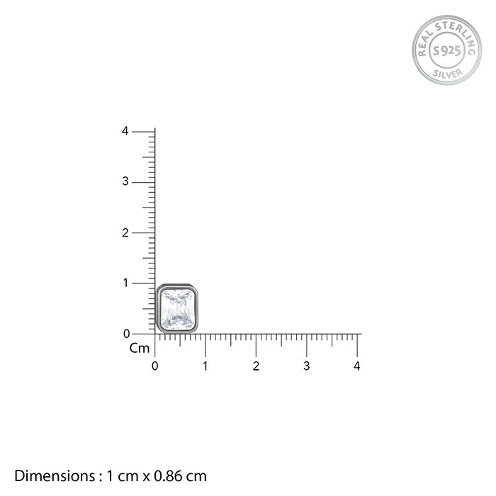 Black Rhodium Rectangular Stud For Him