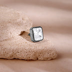 Black Rhodium Rectangular Stud For Him