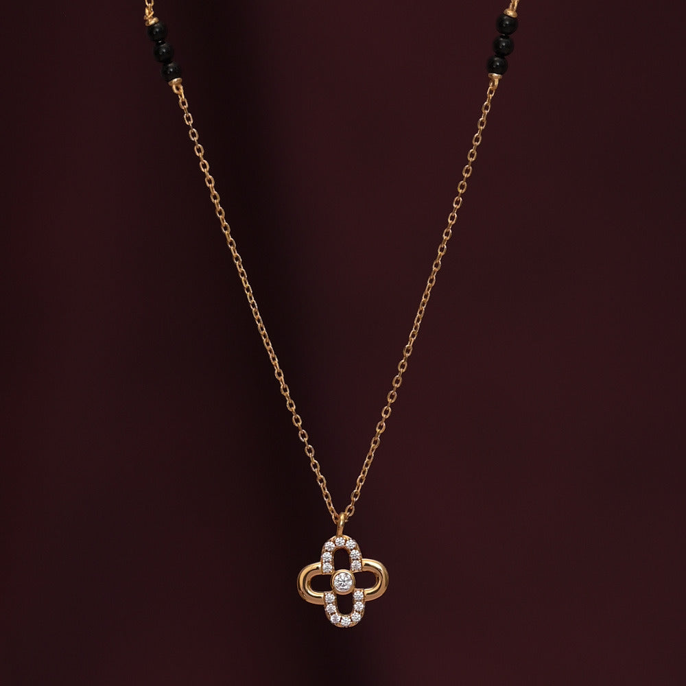 Clover Diamond Studded Mangalsutra | 18k Gold Vermeil