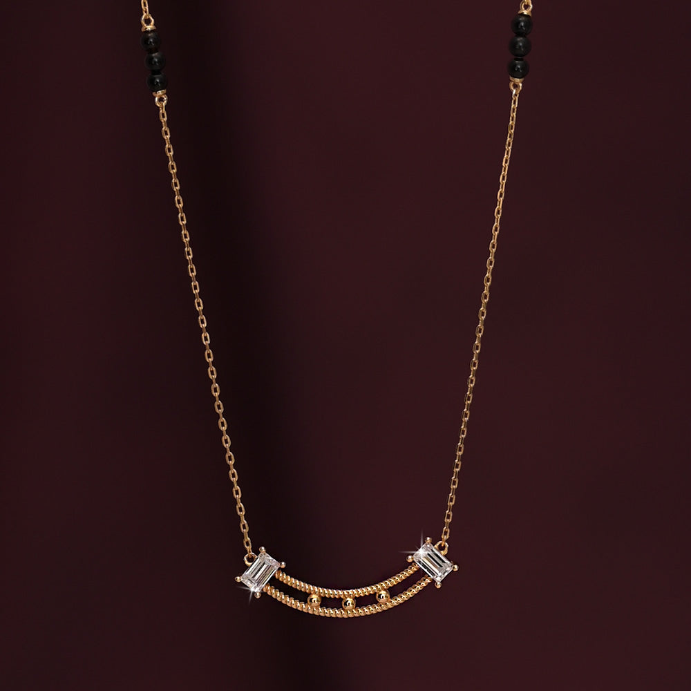 Baguette Stone Dainty Simle Bar Mangalsutra | 18k Gold Vermeil