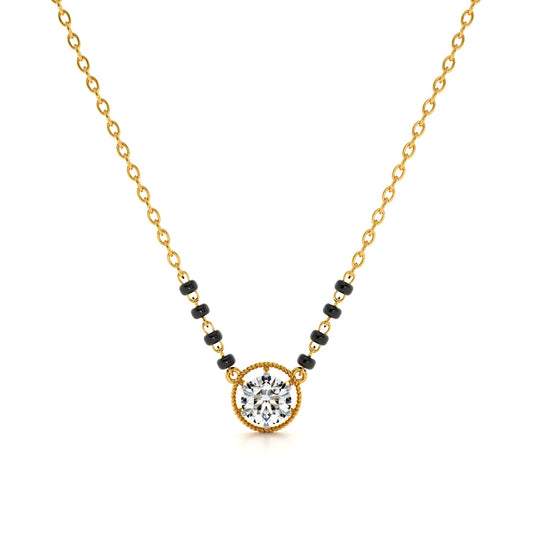 Solitaire Antique Aura 9KT Gold Lab Grown Diamond Mangalsutra