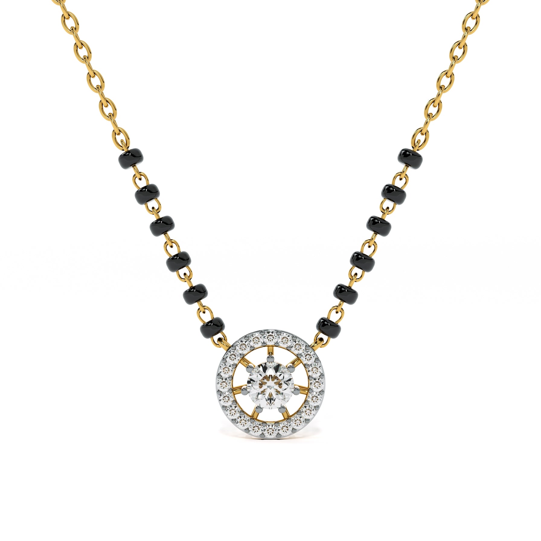 Dazzle Glow Round 9KT Gold Lab Grown Diamond Mangalsutra