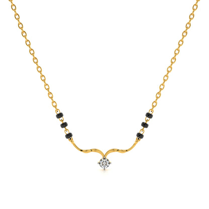 Solitaire Grace Bar 9KT Gold Lab Grown Diamond Mangalsutra