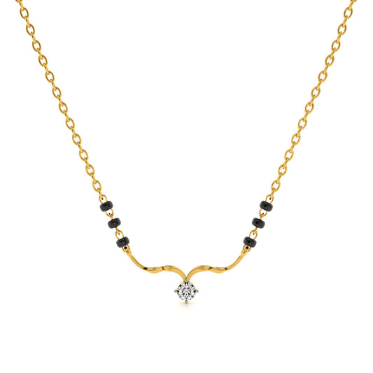Solitaire Grace Bar 9KT Gold Lab Grown Diamond Mangalsutra