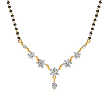 Timeless Petal Glow 9KT Gold Lab Grown Diamond Mangalsutra