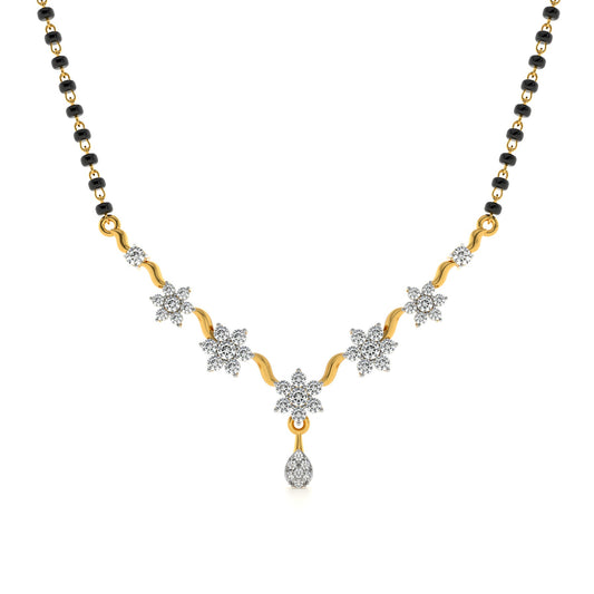 Timeless Petal Glow 9KT Gold Lab Grown Diamond Mangalsutra
