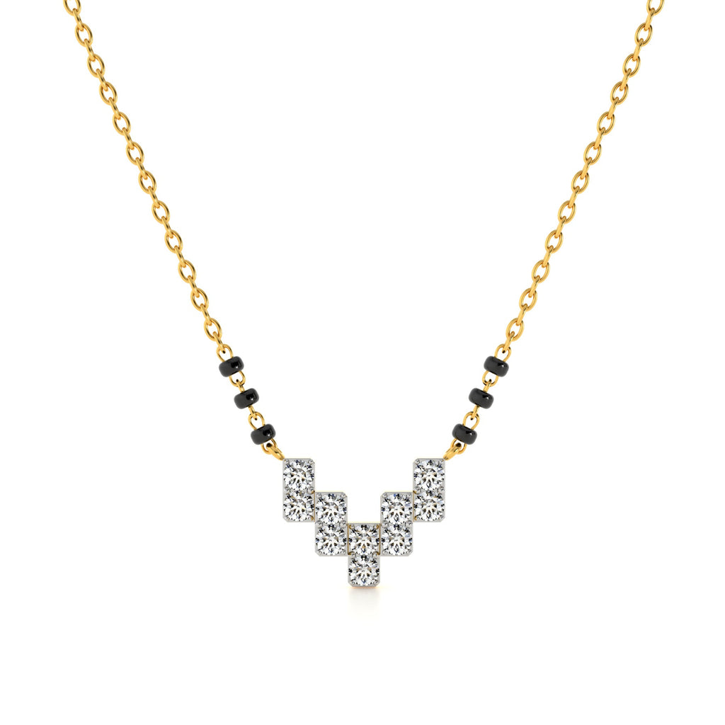Elegant Geometric 9KT Gold Lab Grown Diamond Mangalsutra