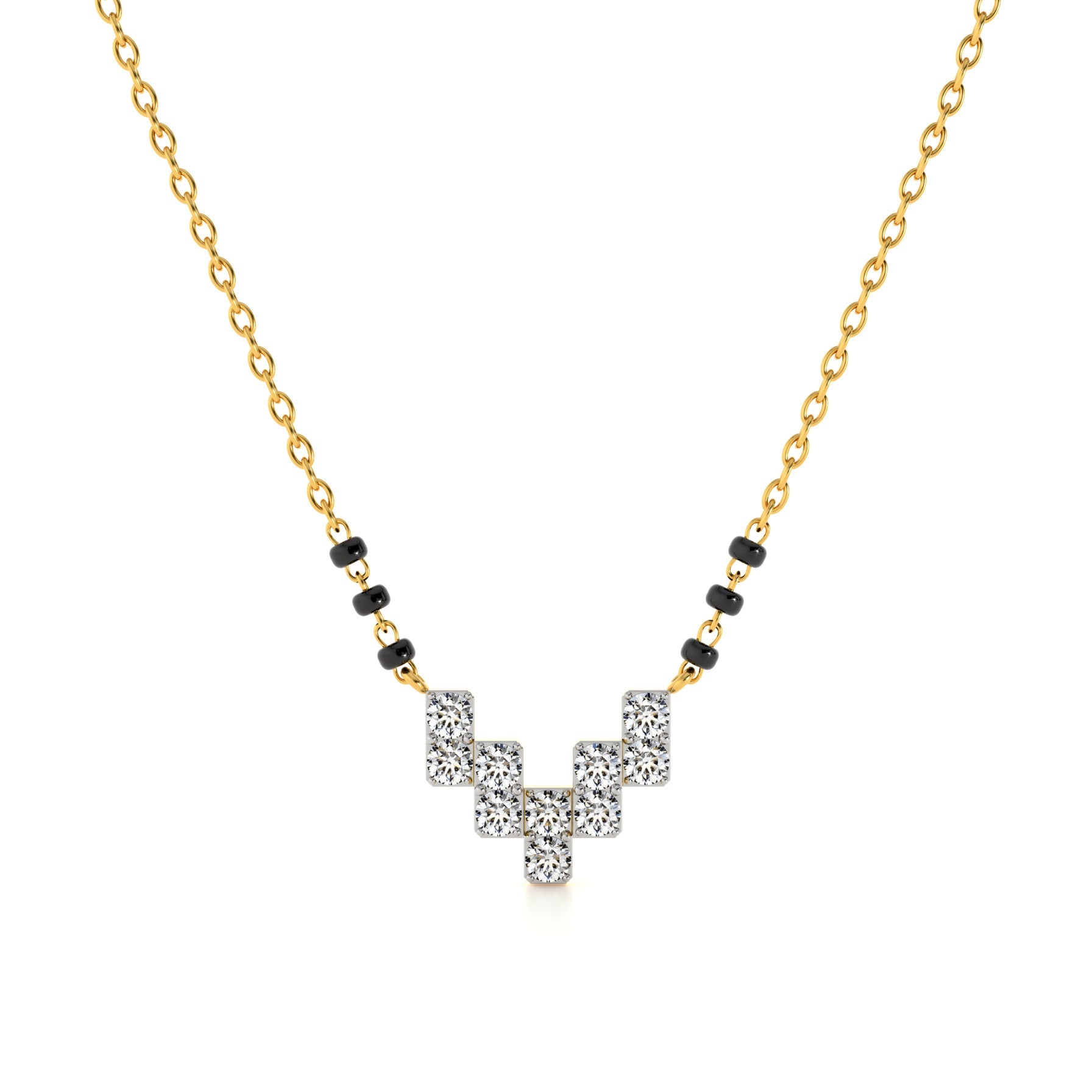 Elegant Geometric 9KT Gold Lab Grown Diamond Mangalsutra