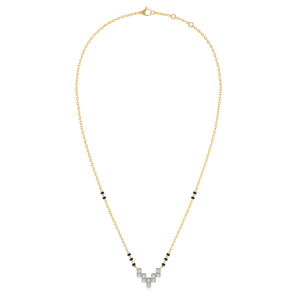 Elegant Geometric 9KT Gold Lab Grown Diamond Mangalsutra
