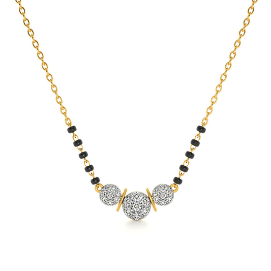 Radiant Triple Stone 9KT Gold Lab Grown Diamond Mangalsutra