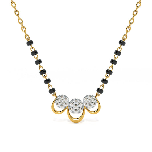 Graceful Dual Circle 9KT Gold Lab Grown Diamond Mangalsutra