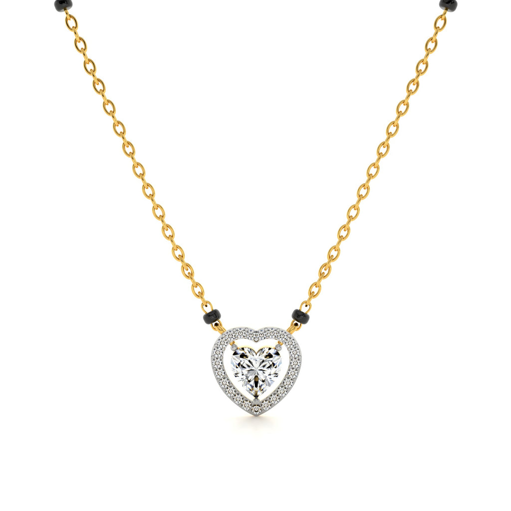 Dual Heart Shaped 9KT Gold Lab Grown Diamond Mangalsutra