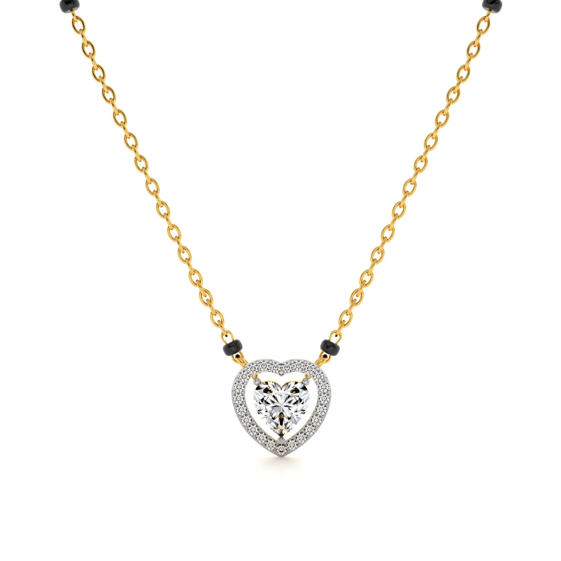 Dual Heart Shaped 9KT Gold Lab Grown Diamond Mangalsutra