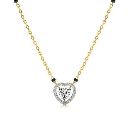 Dual Heart Shaped 9KT Gold Lab Grown Diamond Mangalsutra