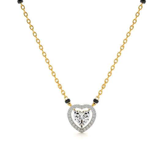 Dual Heart Shaped 9KT Gold Lab Grown Diamond Mangalsutra