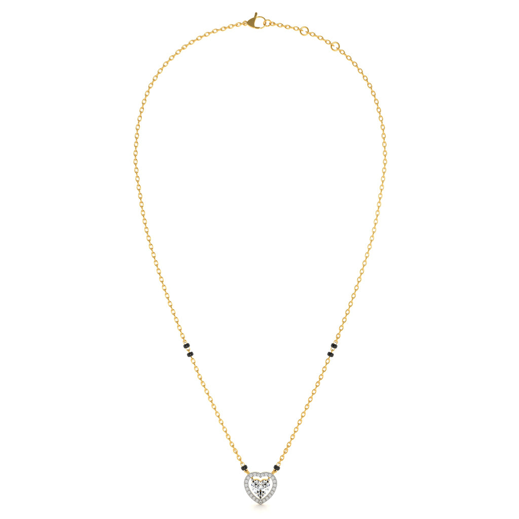 Dual Heart Shaped 9KT Gold Lab Grown Diamond Mangalsutra