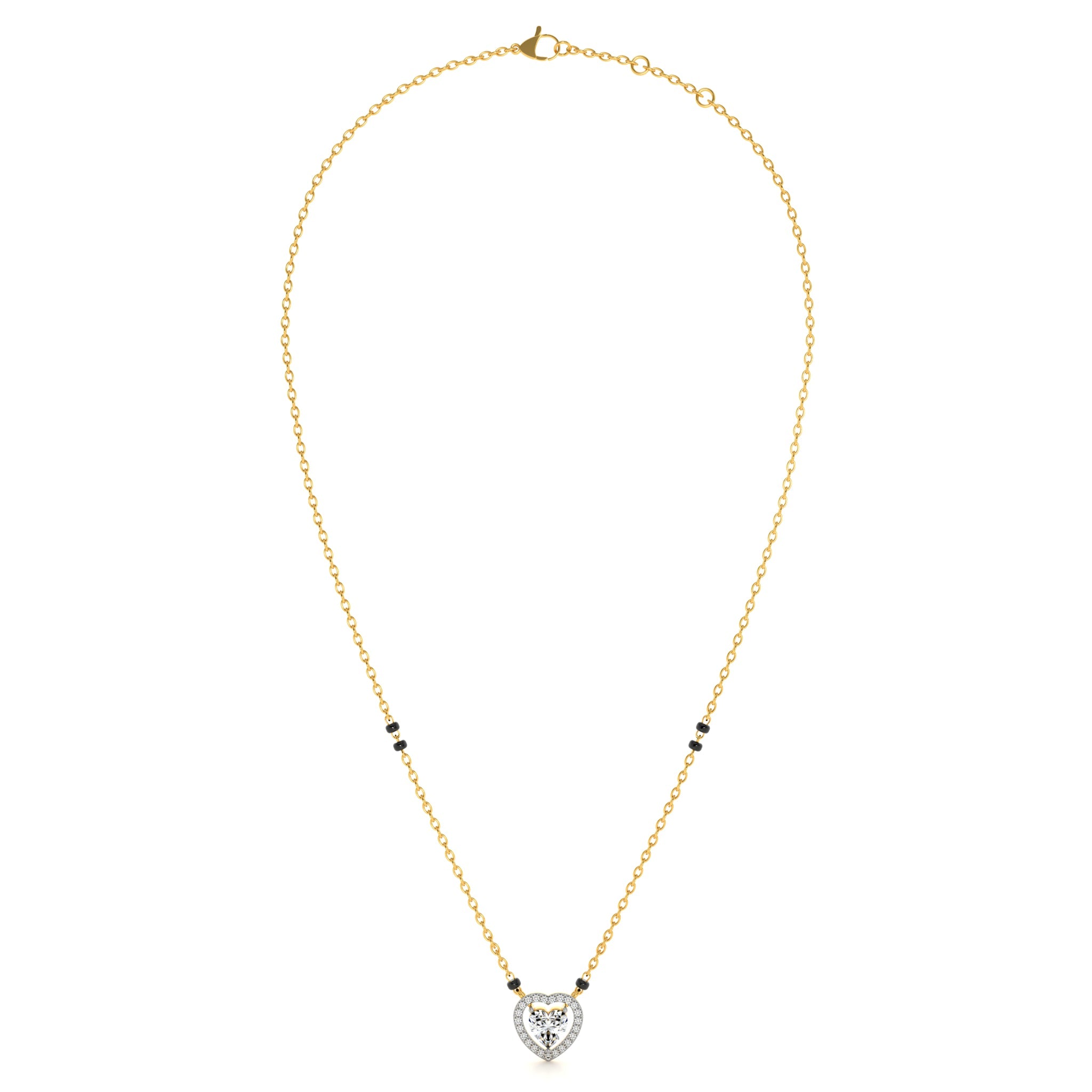 Dual Heart Shaped 9KT Gold Lab Grown Diamond Mangalsutra