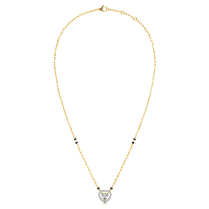Dual Heart Shaped 9KT Gold Lab Grown Diamond Mangalsutra