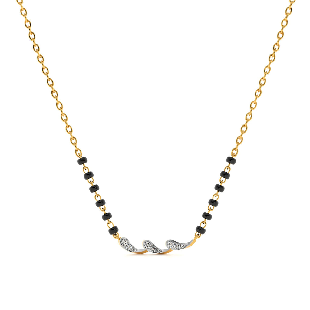 Delicate Curved 9KT Gold Lab Grown Diamond Mangalsutra