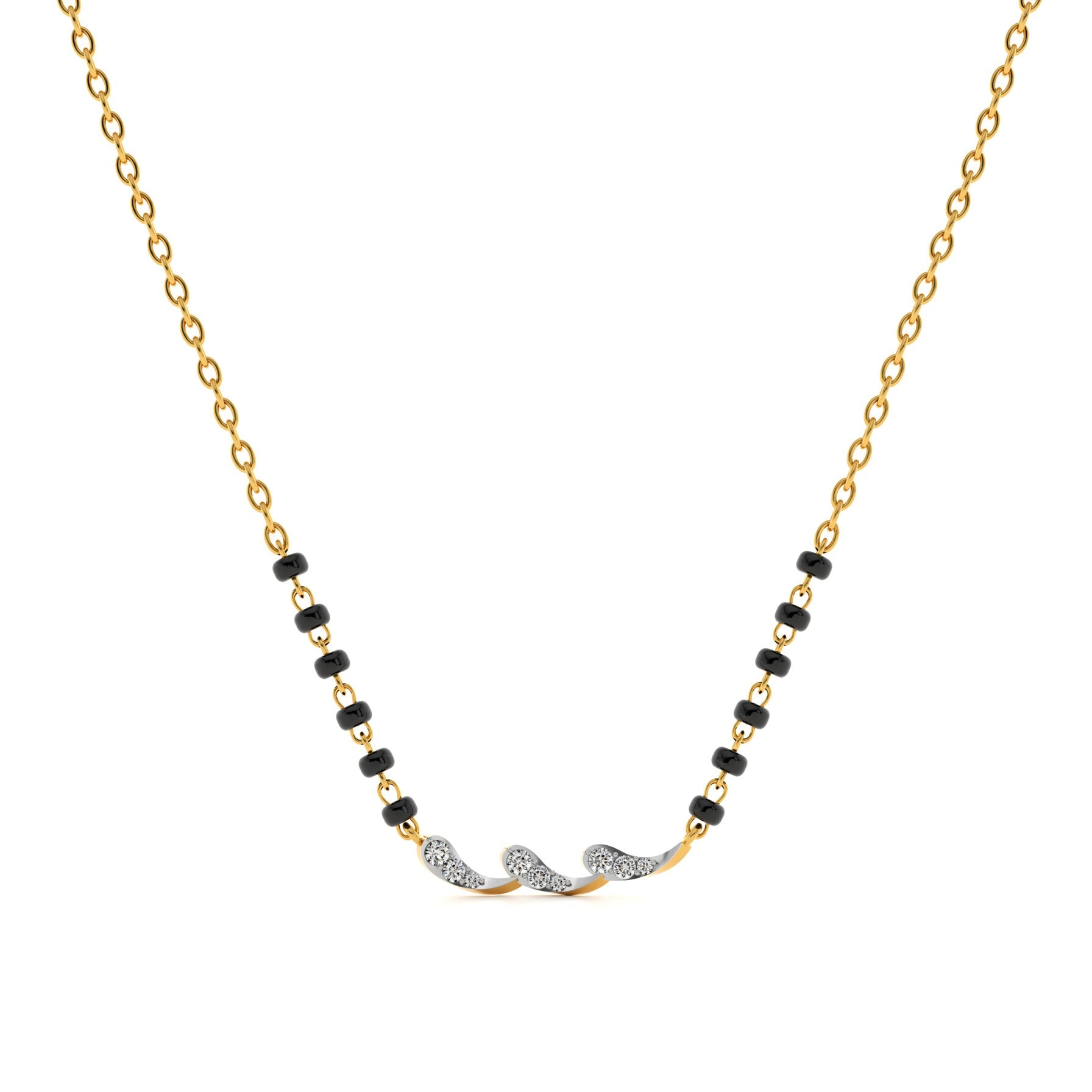 Delicate Curved 9KT Gold Lab Grown Diamond Mangalsutra