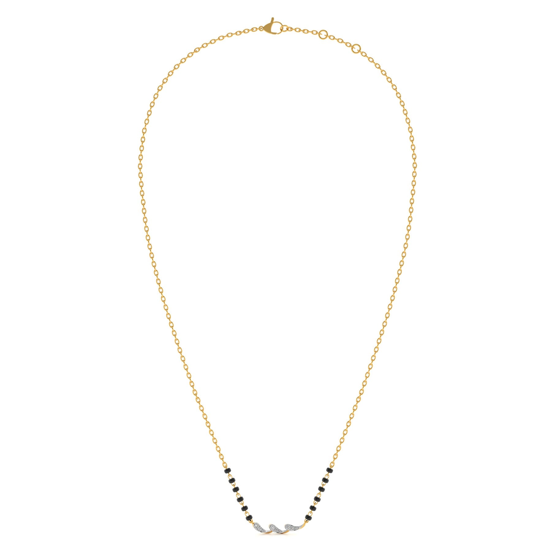 Delicate Curved 9KT Gold Lab Grown Diamond Mangalsutra