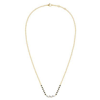 Delicate Curved 9KT Gold Lab Grown Diamond Mangalsutra