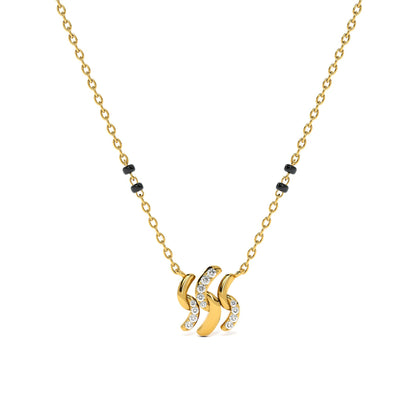 Twist Wave 9KT Gold Lab Grown Diamond Mangalsutra