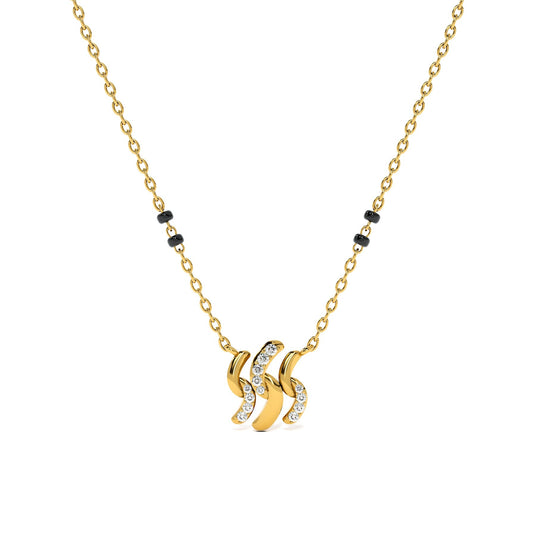 Twist Wave 9KT Gold Lab Grown Diamond Mangalsutra